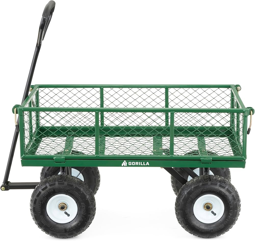 Gorilla Carts GOR400-COM Steel Garden Cart, Steel Mesh Removable Sides, 3 cu ft, 400 lb Capacity,... | Amazon (US)