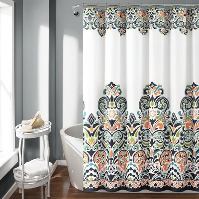 Clara Shower Curtain Navy/Tangerine Single 72X72 | Target