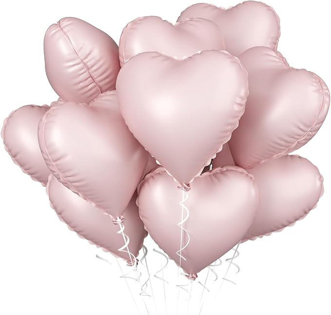 Baby Pink Heart Balloon, 10PCS Pink Foil Heart Balloons, 18inch Pastel Pink Heart Shape Balloons ... | Amazon (US)