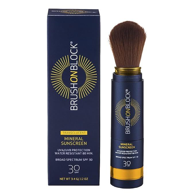 Brush On Block Mineral Sunscreen Powder, Refillable Broad-Spectrum SPF 30, Safe for Sensitive Ski... | Amazon (US)