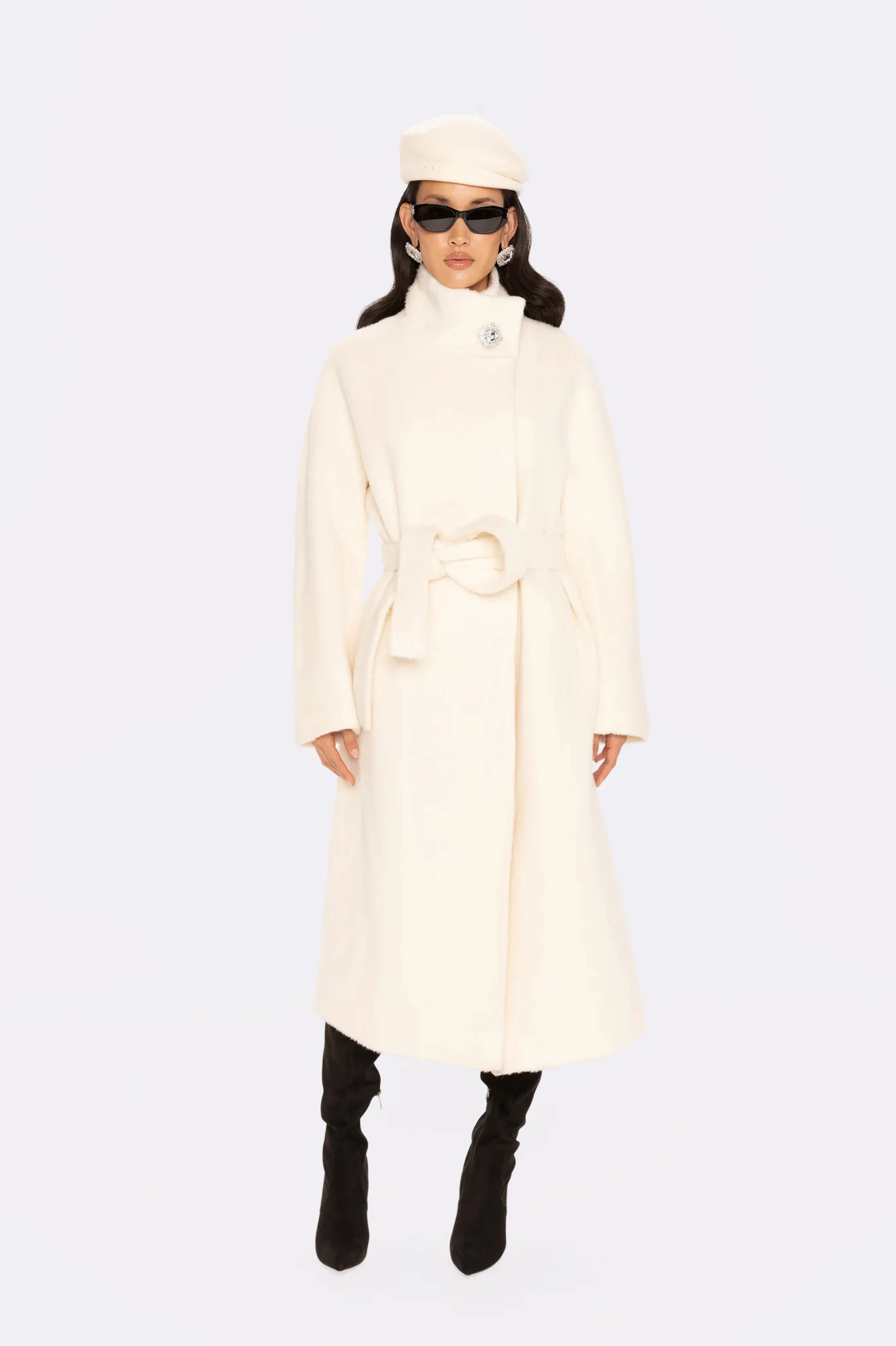 Audrey Long Coat (Off-white) | Nana Jacqueline