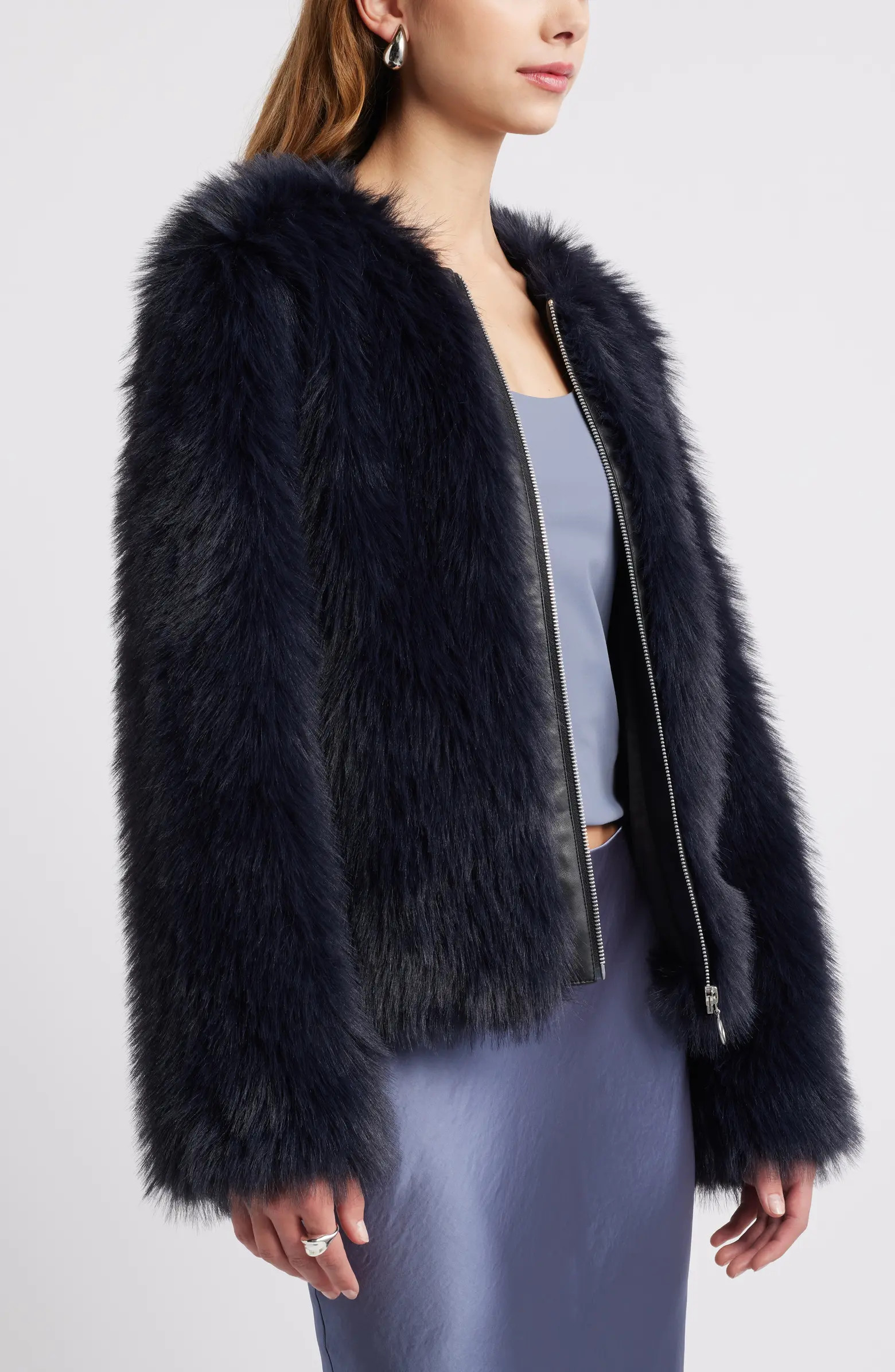Open Edit Faux Fur Crop Jacket | Nordstrom | Nordstrom