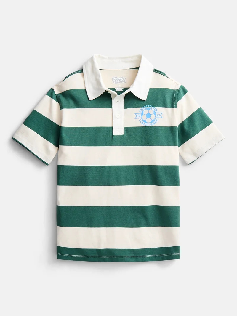 Wonder Nation Little Boys' Rugby Polo with Short Sleeves, Sizes 4-10 | Walmart (US)