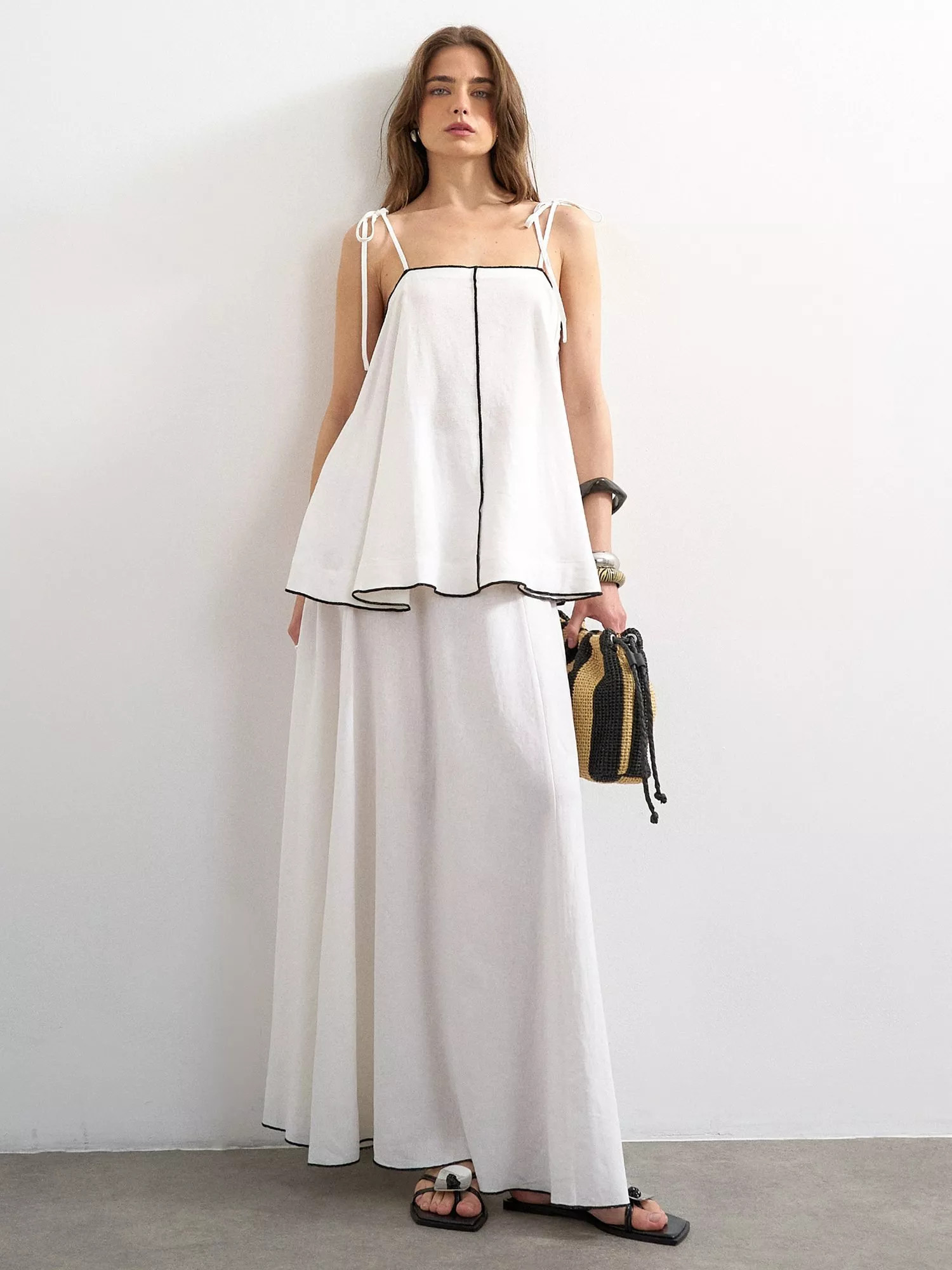 Topshop Linen Blend Maxi Skirt, White | John Lewis (UK)