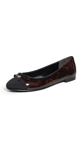 Tory Burch Women's Cap-Toe Ballet Flats, Tortoise Patent/Perfect Black, 8 Medium US | Amazon (US)
