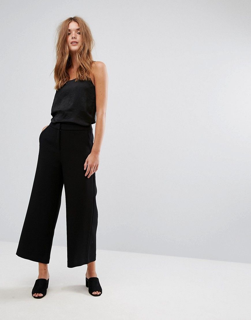 Selected Wide Cropped Pants - Black | ASOS US