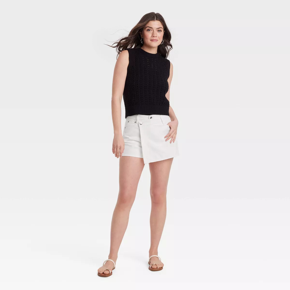 Women's Denim Skort - Universal Thread™ White Wash 6: High Rise, Relaxed Fit, Rolled Hem, Pocke... | Target