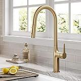 Kraus KPF-3101BG Oletto Modern Pull-Down Single Handle Kitchen Faucet, 19.5 inch, Brushed Gold | Amazon (US)