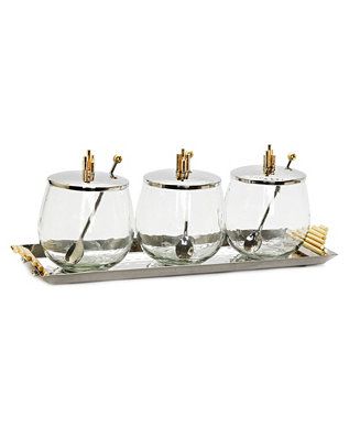 Hammered Tray with 3 Glass Bowls Symmetrical Design, Set of 10 | Macy's Canada