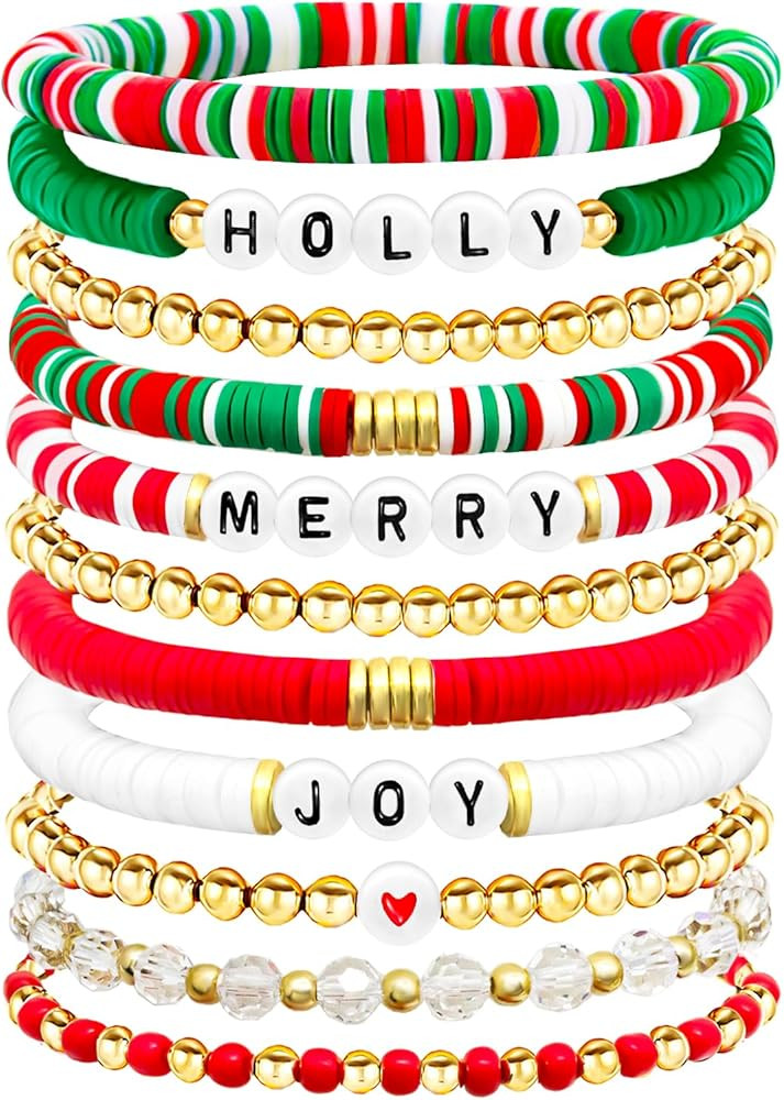 Ronglry Valentines Bracelet for Women Clay Bead Bracelet Heishi Surfer Bracelets Set Love Heart V... | Amazon (US)