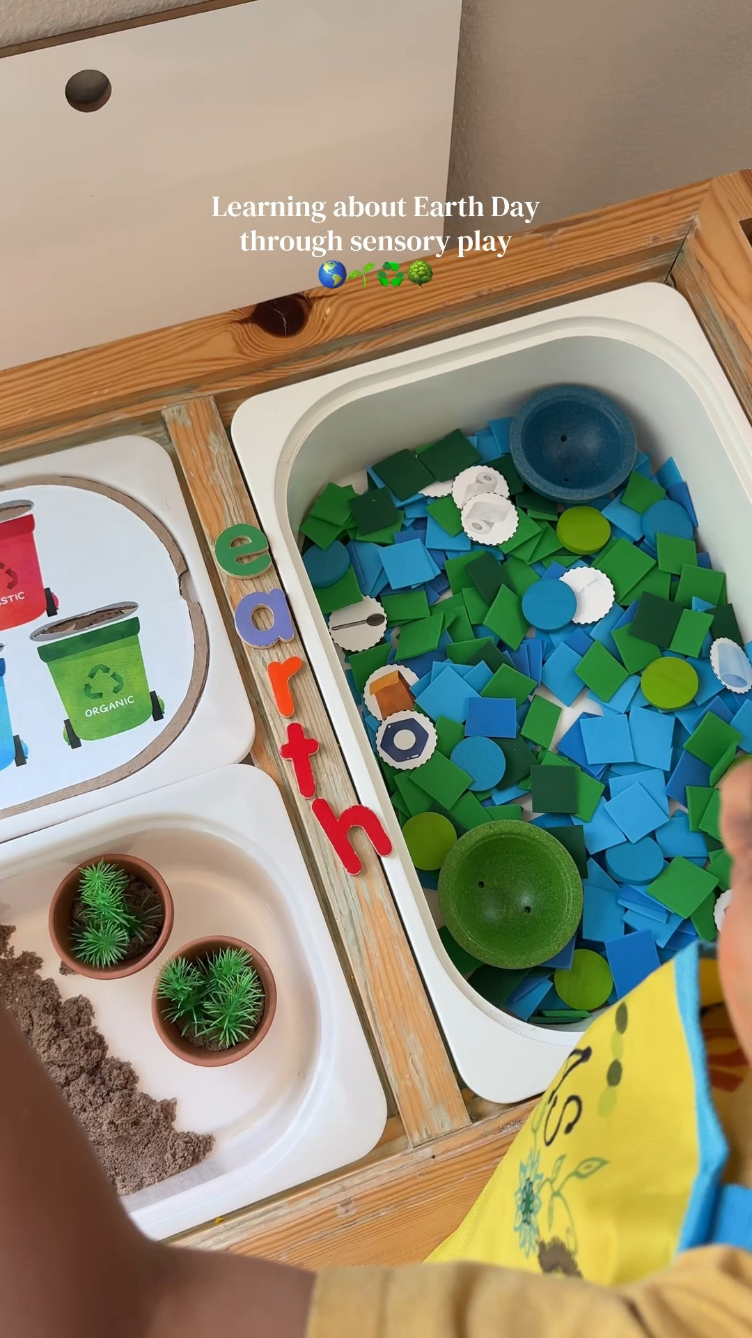 Earth Day sensory bin for my toddlers🌎

I got this recycle sorting printable from one of my favorite Etsy creators @ThePreKMama & used it to talk about the importance of recycling & differentiating materials.

Used kinetic sand, shovels & mini planters to “plant” a tree. & used wooden letter to spell “earth”.

#earthday #sensorybin #sensoryplay #homeschoolpreschool #preschoolactivities 

#LTKmomlife #LTKKids
