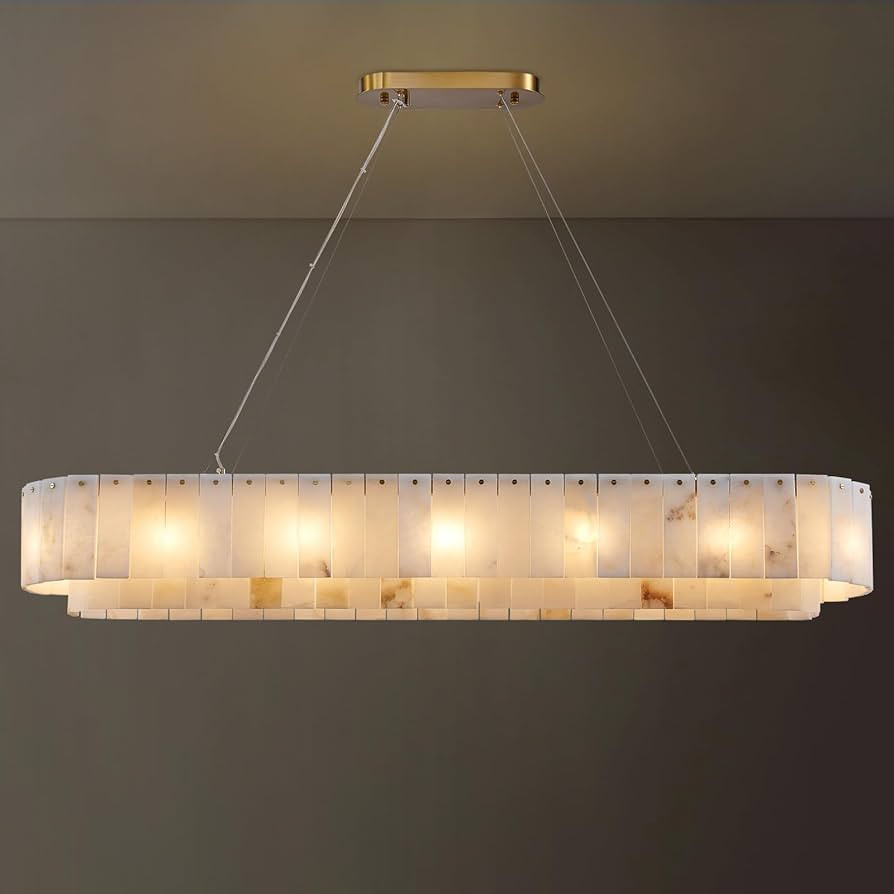 54" L Alabaster Modern Chandeliers for Dining Room 14 Lights Large Rectangle Chandelier Pendant L... | Amazon (US)