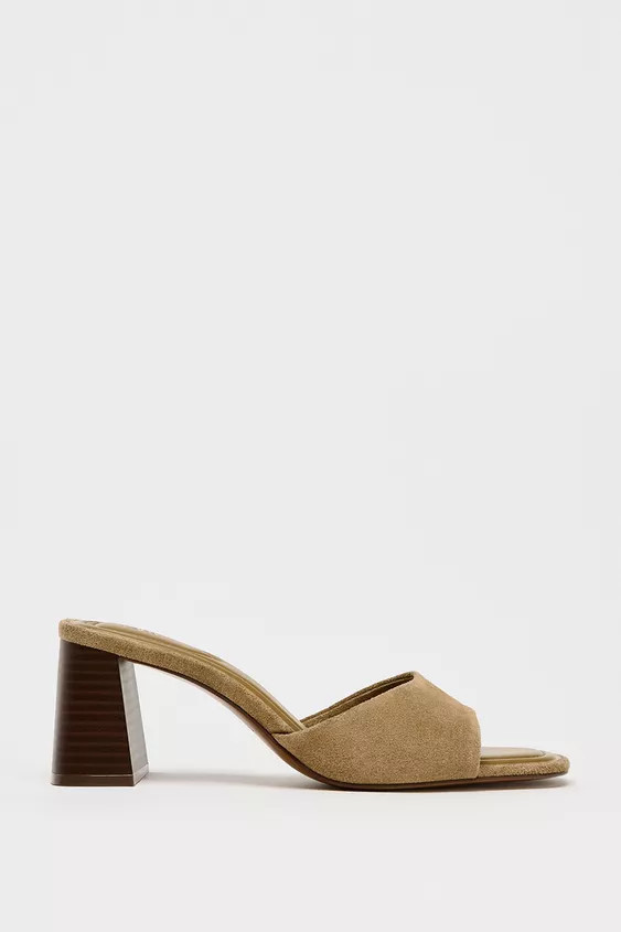 SPLIT SUEDE HEELED SANDALS | Zara UK
