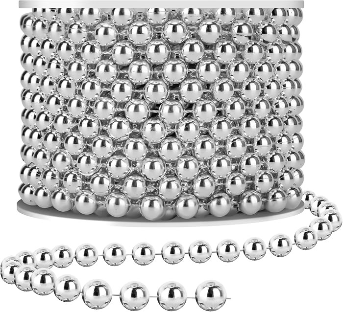 Craft Pearl 33 Feet Pearl Beads Garland for Christmas Tree, 8MM Silver Faux Pearls Strings Bead R... | Amazon (US)
