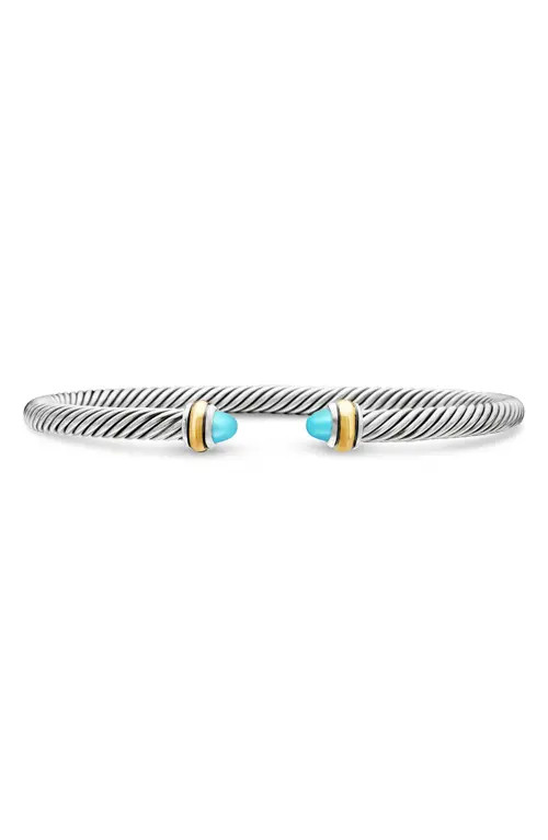 David Yurman Cable Classic Bracelet with 18K Gold & Semiprecious Stones, 4mm in Turquoise at Nordstrom, Size Medium | Nordstrom