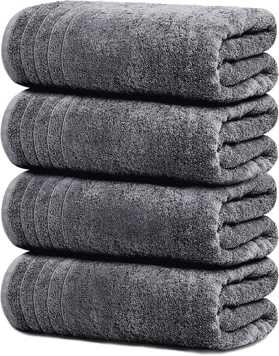 4 Piece Extra Large Bath Towels 30 x 60 Inches, Dark Grey | Amazon (US)