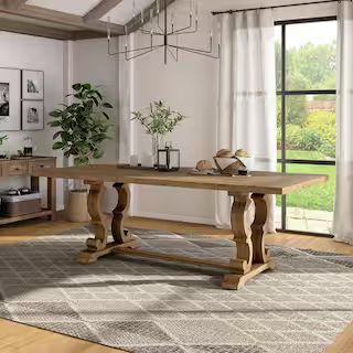 Furniture of America Reina Rustic Natural Tone Wood 90 in. Trestle Extendable Dining Table Seats ... | The Home Depot