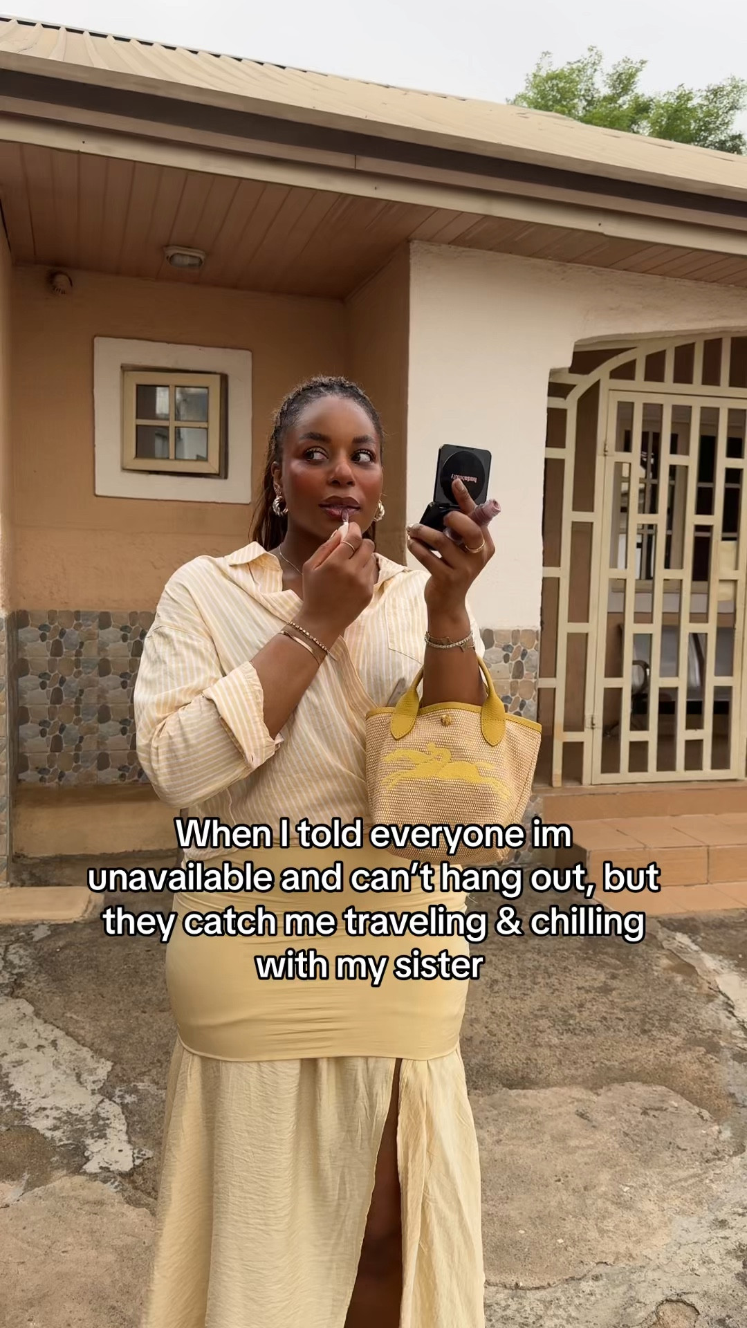 When I tell everyone I’m busy but they catch me hanging out with my sister again..! Oops. Wearing the cutest butter yellow outfit for the tropical weather. Wearing striped button up, mid skirt, leather sandals, longchamp bag .. For more links to spring outfits 2026, easter dress women, easter outfits women, date night outfits, vacation outfits beach, spring dresses, easter basket ideas, work outfits, country concert outfits, follow me on LTK! ✨


#LTKSeasonal #LTKootd #LTKdayinmylife