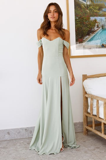 DEAR EMILIA Blushing Cinderella Maxi Dress Sage | Hello Molly (AU)