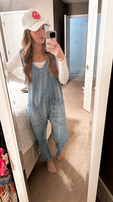 Love this jumpsuit and wear it at least once a week lately! Wearing a size XS (fits oversized). #jumpsuit #denimjumpsuit 

#LTKstyletip
