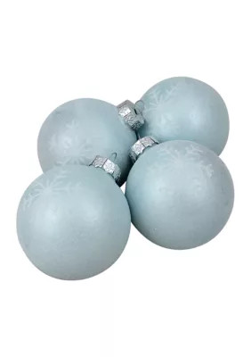 Northlight 4ct Blue and Silver Snowflake Glass Christmas Ball Ornaments - 3.25 Inch (80mm) | Belk