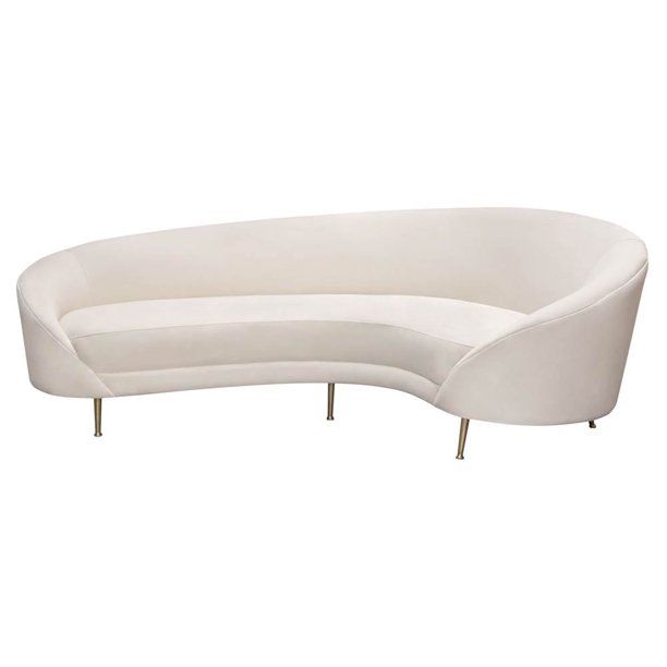 Celine Curved Sofa in Light Cream Velvet | Walmart (US)