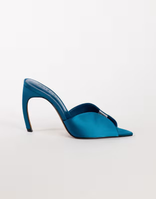 Topshop Wren peep toe high heel sandal in teal satin | ASOS (Global)