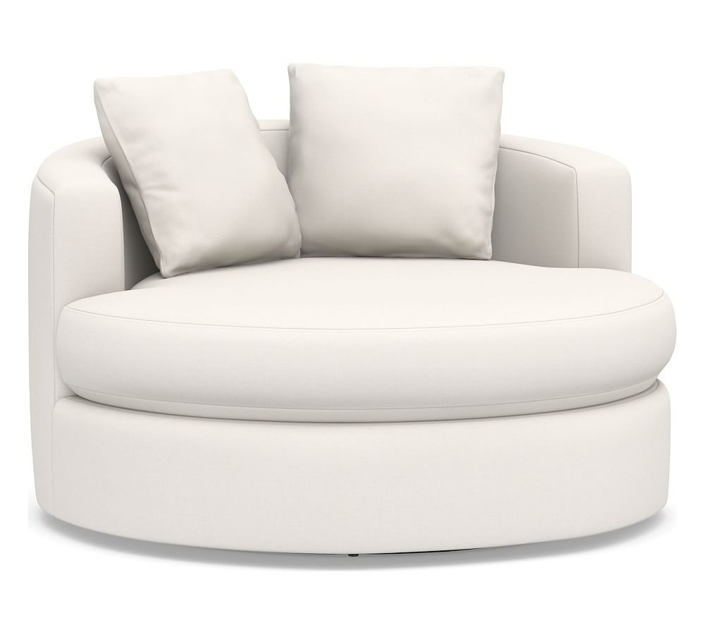 Balboa Upholstered Swivel Armchair | Pottery Barn (US)