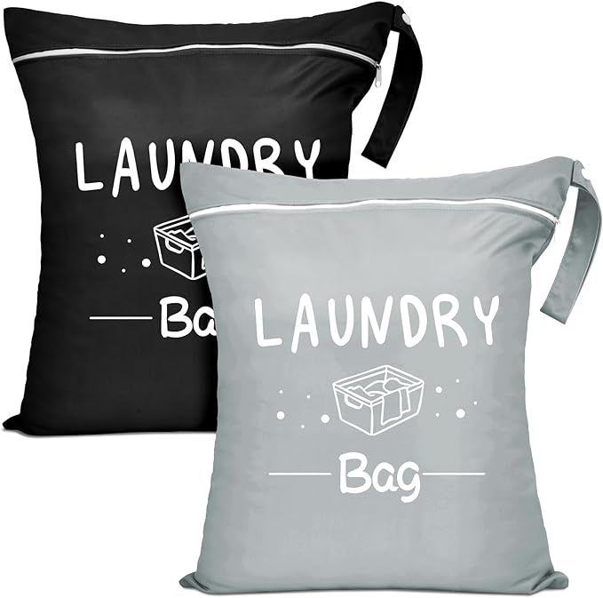2 Pcs Large Travel Laundry Bag Waterproof Wet Dry Bag Washable Dirty Clothes Bag Bathing Suit Wor... | Amazon (US)