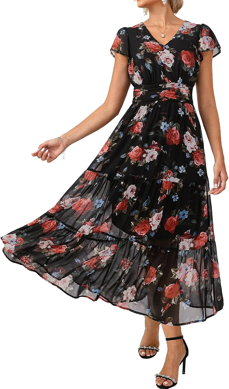 GRACE KARIN Women Summer Dress,Maxi Floral Wedding Guest Dresses | Amazon (US)