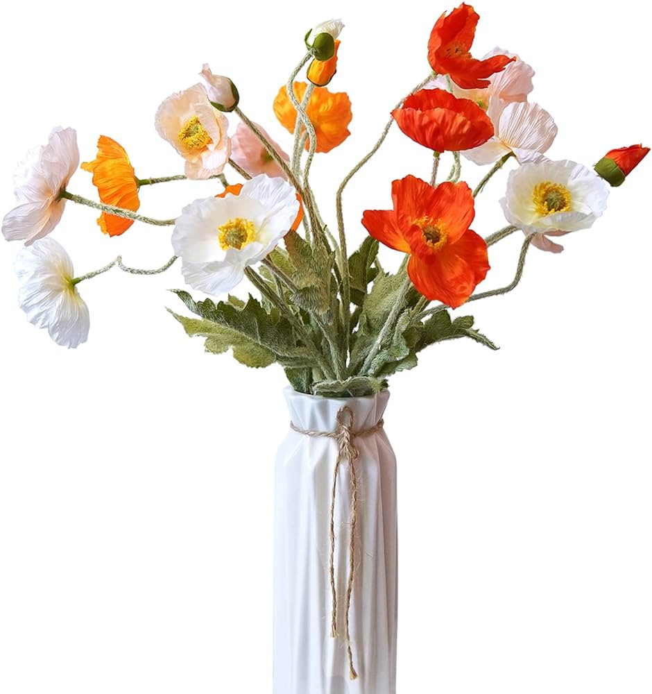 Kainonnan Artificial Flowers 5Pcs Poppies Flowers Artificial Silk Flowers for Home Office Wedding... | Amazon (US)