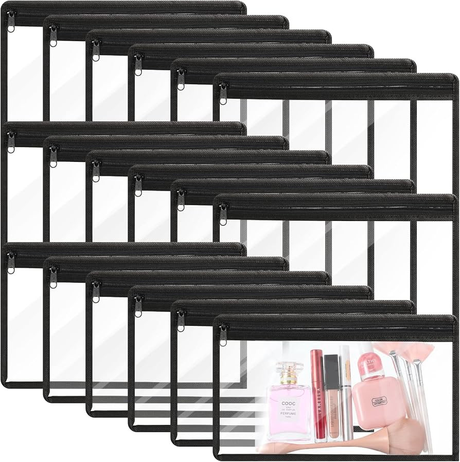 18 Pack Clear Zipper Pouches PVC Waterproof Zipper Bags Transparent Zipper Pouch Clear Storage Ba... | Amazon (US)