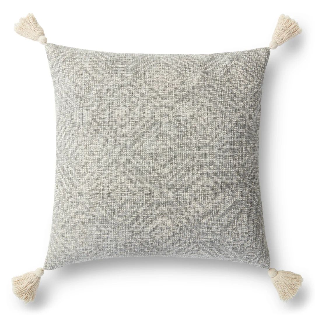 Hand Woven Cream & Light Grey Pillow | Burke Decor