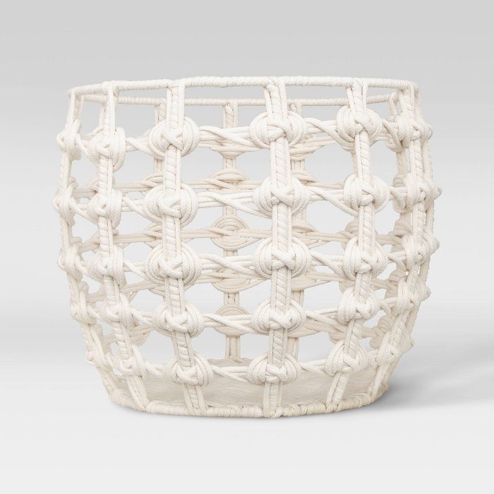 15" x 12" Macrame Basket in Cotton Poly Rope White - Opalhouse™ | Target