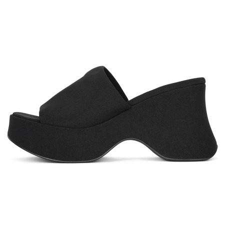 Jeffrey Campbell 6Teen-2 Black Mesh Slip On Open Toe Chunky Wedge Sandals (Black Mesh 10) | Walmart (US)