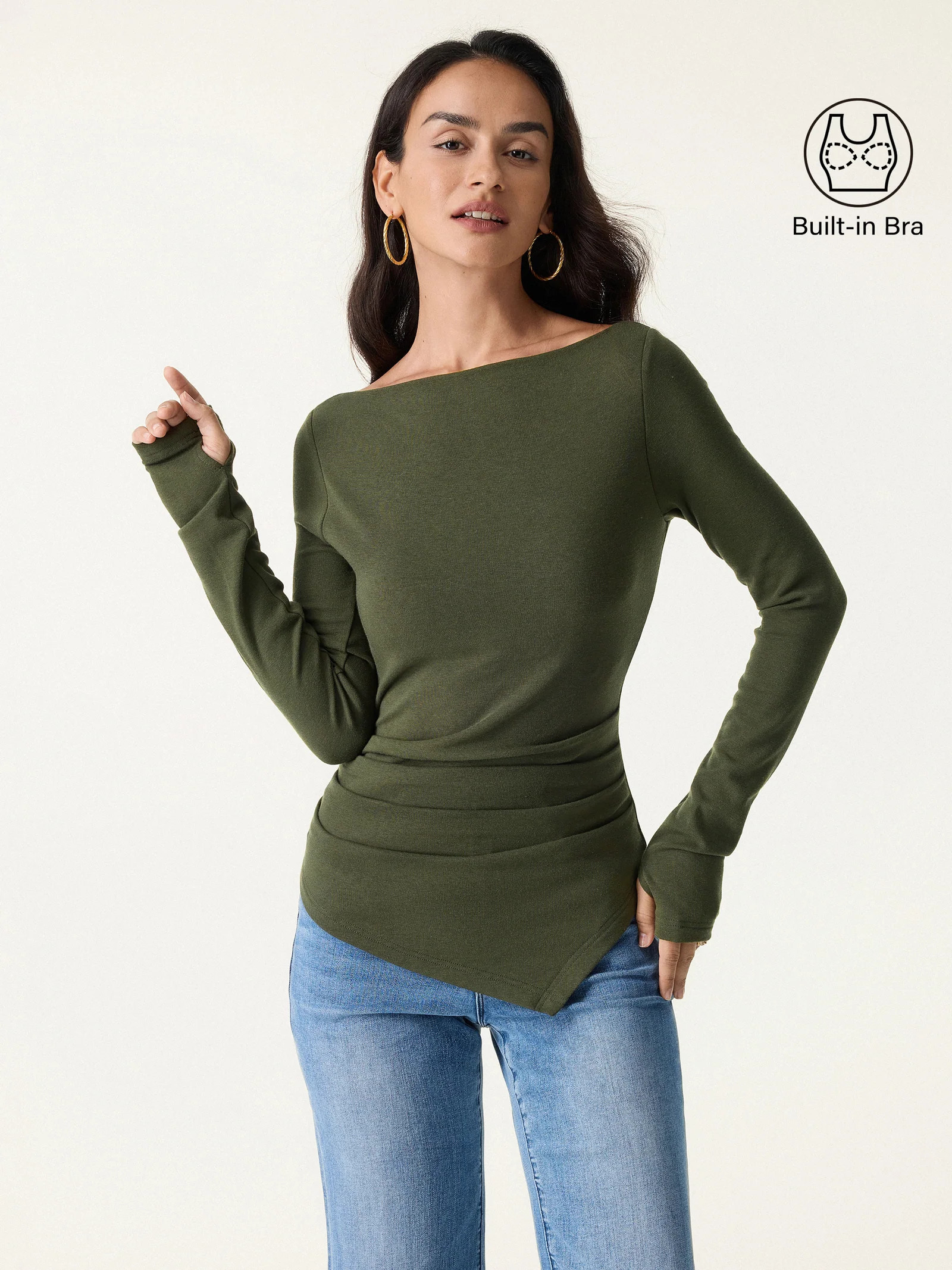 ProWarm Boatneck Side Tucks Asymmetrical Brami | OGLmove