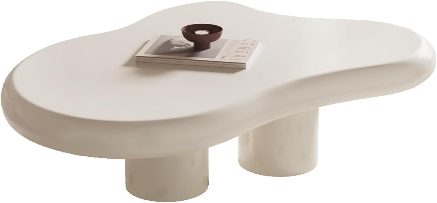 GraceNook Mesa de centro blanca crema, mesa de centro en forma de nube de 39 pulgadas con 3 patas... | Amazon (US)