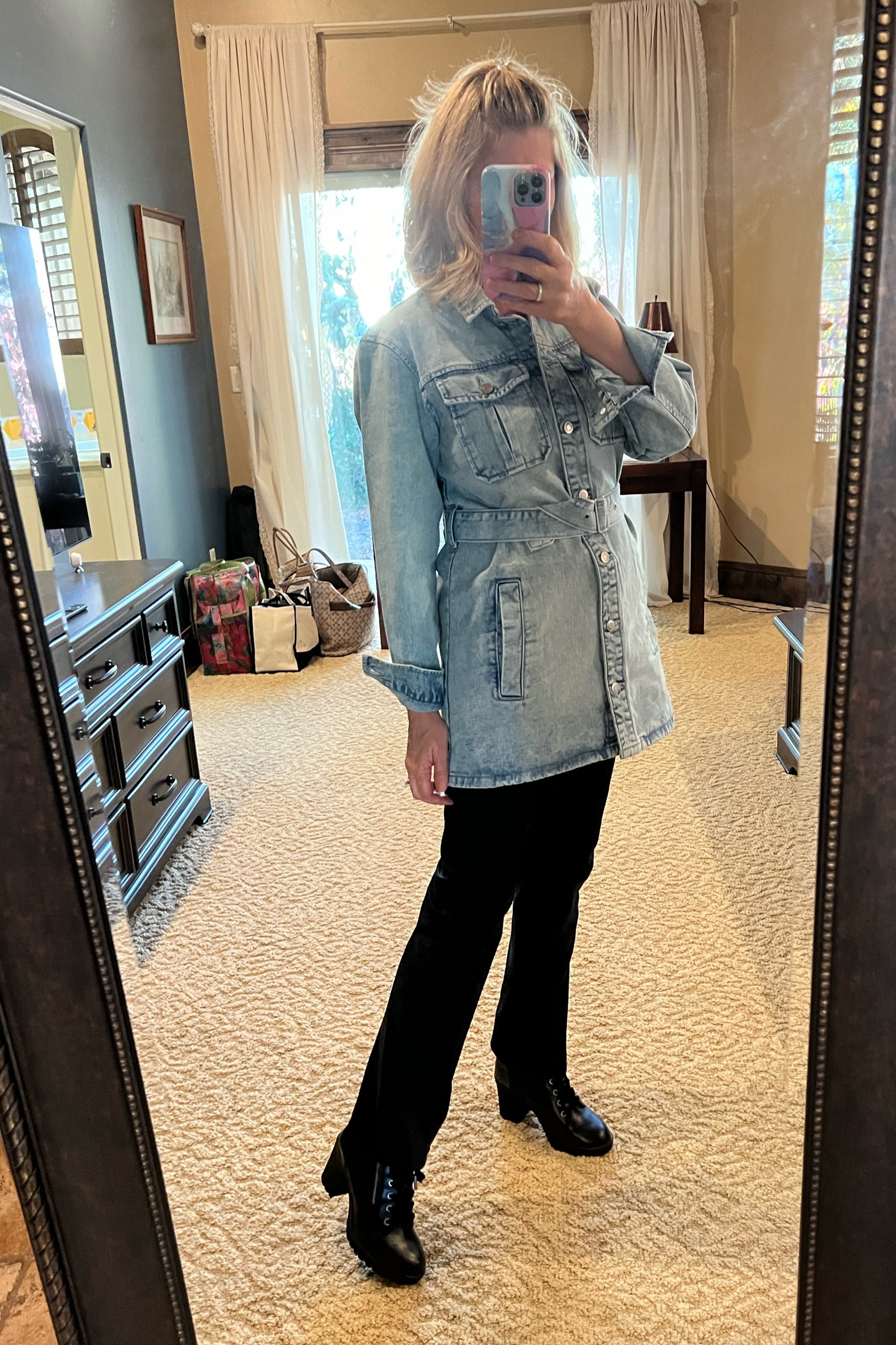 This jacket is crazy cute for fall! I got it in both this light color and the darker. I’m wearing it in the extra small with flared yoga pants and biker boots. Linking pant and boot options same jacket to create your look!
Fall fashion
Fall outfits 

