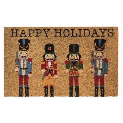 Farmhouse Living Nutcracker Happy Holidays Coir Doormat - 18" x 30" - Elrene Home Fashions | Target