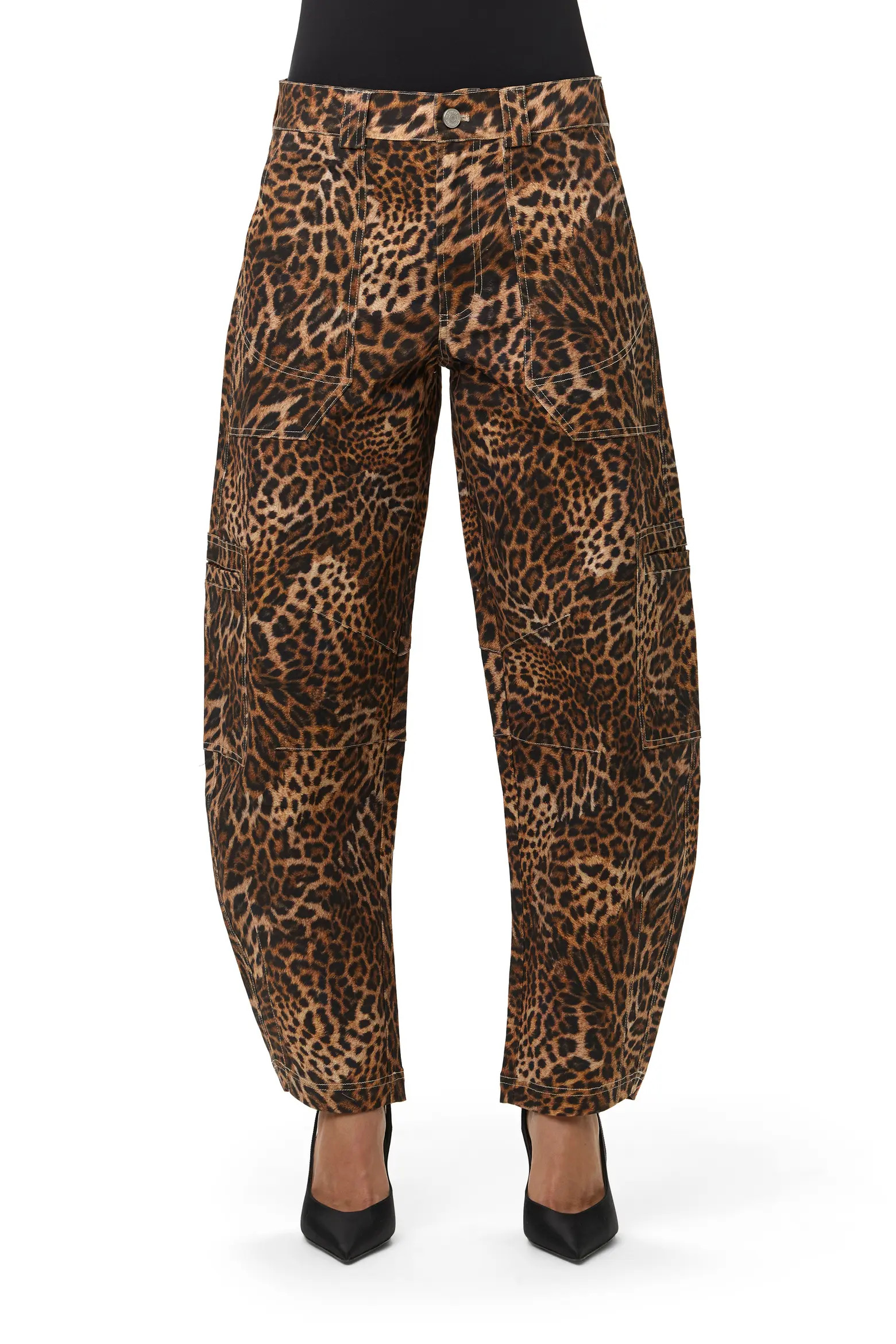 Naked Wardrobe Leopard Print Stretch Canvas Barrel Pants (Women) | Nordstrom | Nordstrom
