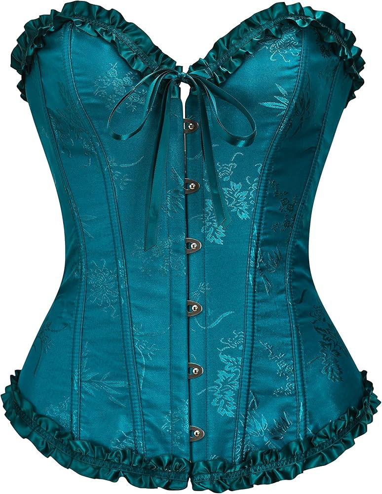 Bustier Corset Top for Women | Overbust Lace Up Waist Cincher Shapewear Lingerie | Amazon (US)