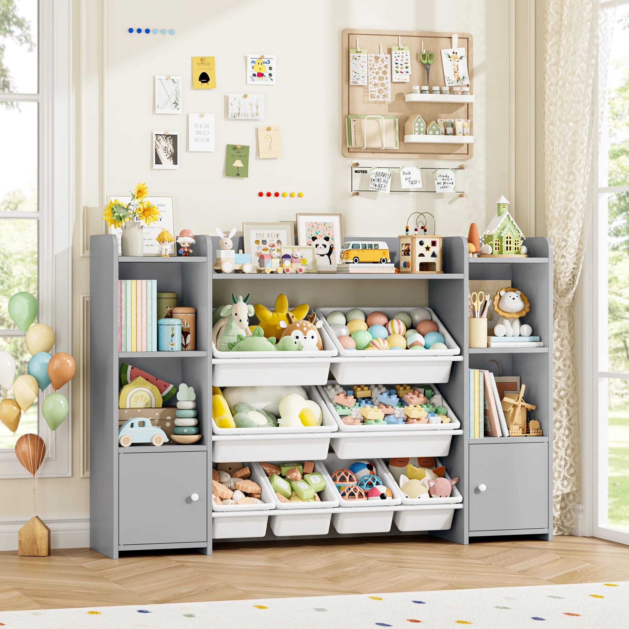 Lafon Manufactured Wood Toy Organizer with Bins | Wayfair North America