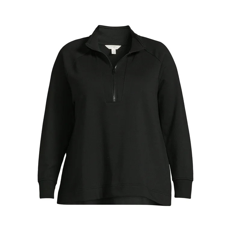 Terra & Sky Women's Plus Size Quarter-Zip Pullover Sweatshirt | Walmart (US)