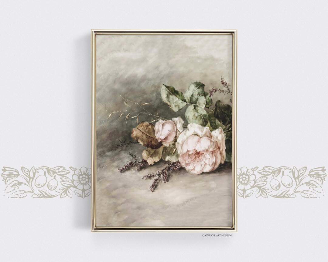 Red Rose Vintage Art Print Floral Watercolor Painting - Etsy | Etsy (US)