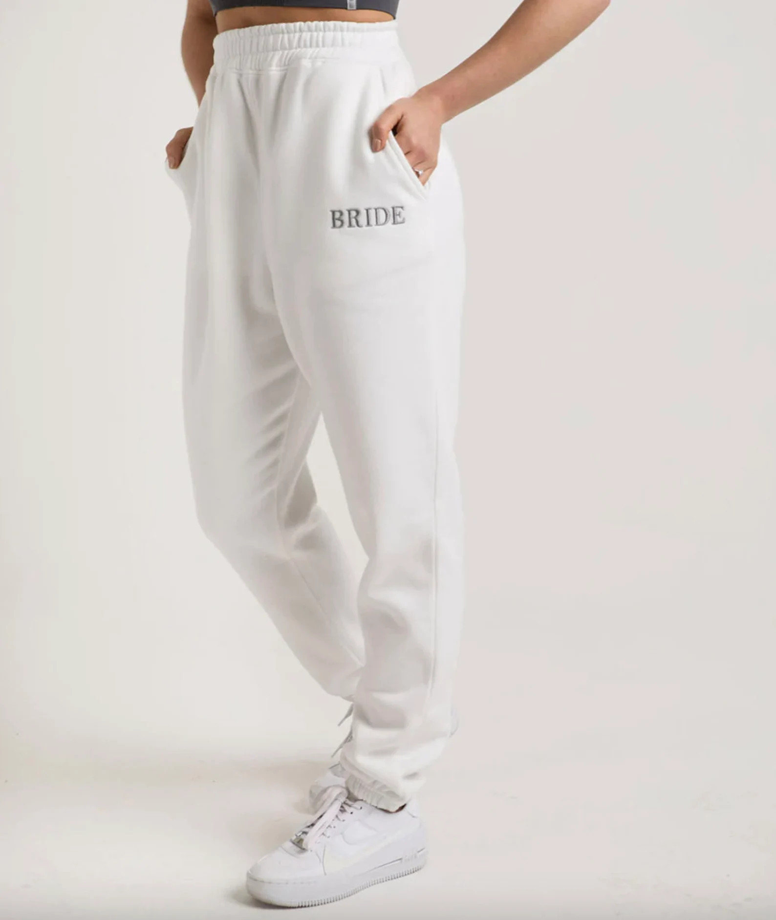 White Bride Joggers Silver Embroidery Bridal Tracksuit Pants - Etsy | Etsy (US)