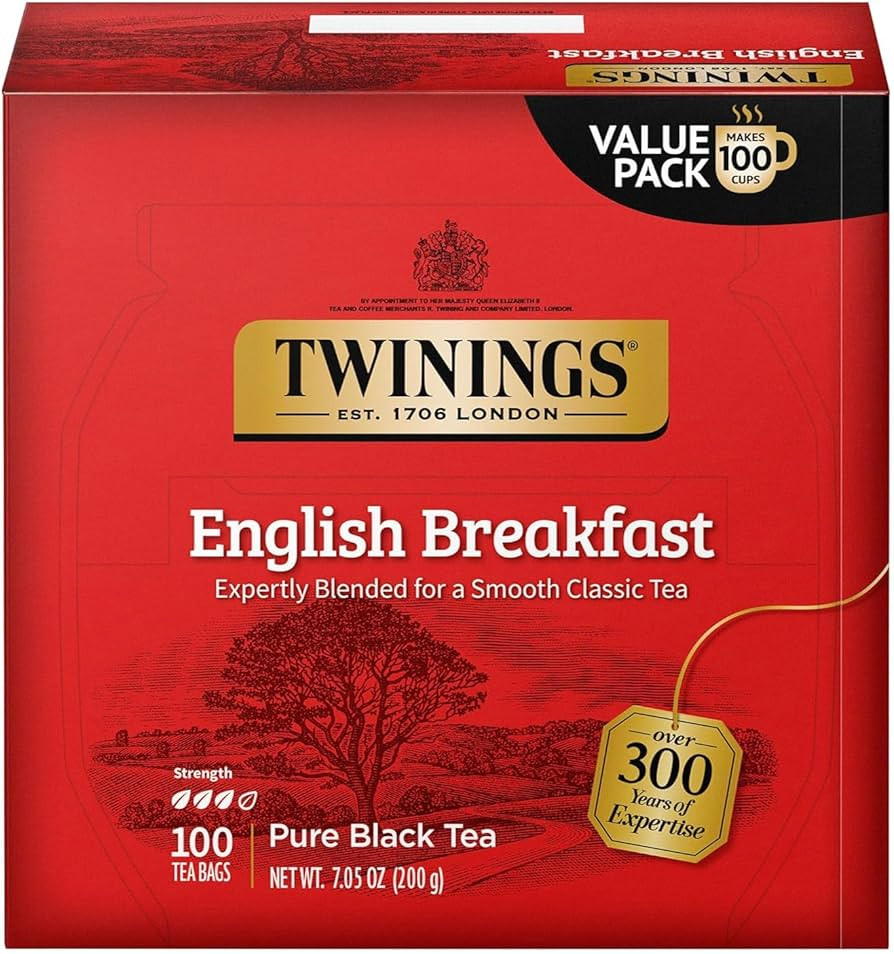 Twinings English Breakfast Black Tea Individually Wrapped Bags, 100 Count (Pack of 1), Smooth, Fl... | Amazon (US)