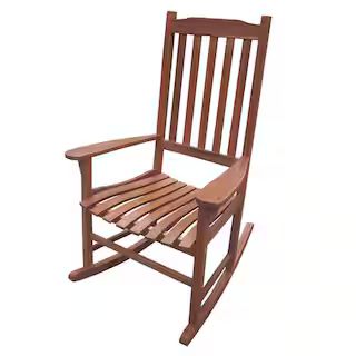 Wood Natural Stained Outdoor Rocking Chair | The Home Depot