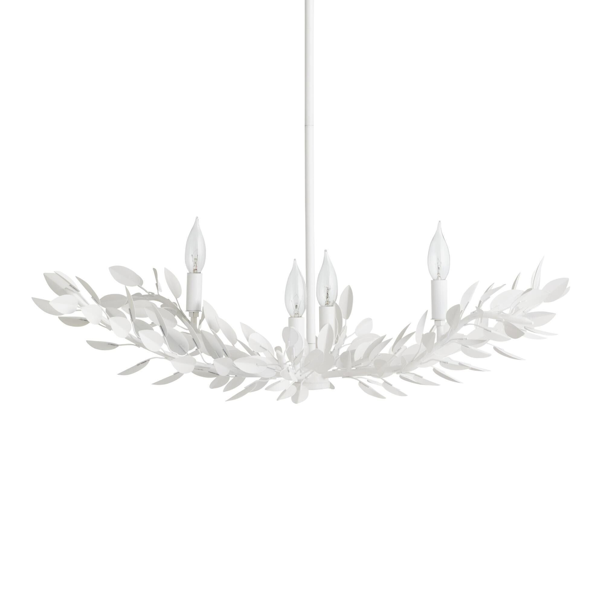Calla White Metal Leaf 4 Light Chandelier | World Market