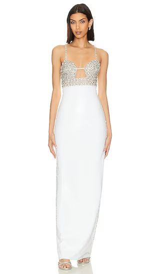 Hand Beaded Sequin Gown in White | Revolve Clothing (Global)