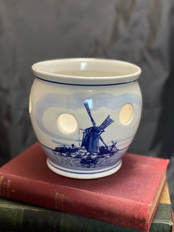 Vintage Hand-Painted Delft Blue Bulb Pot from Holland | Etsy | Etsy (US)